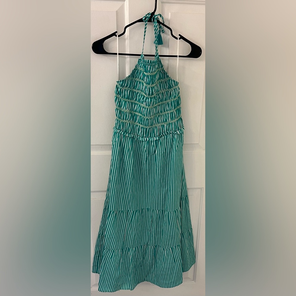 Steve Madden Green striped halter dress